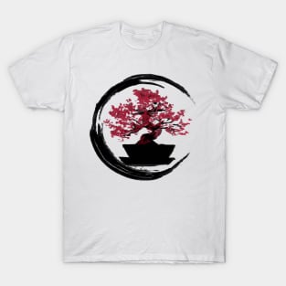 moyogi cherry blossom bonsai - Sumi inspired enso circle bonsai tree T-Shirt